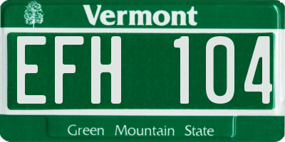 VT license plate EFH104