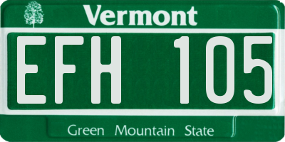 VT license plate EFH105
