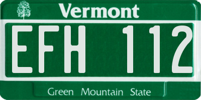 VT license plate EFH112