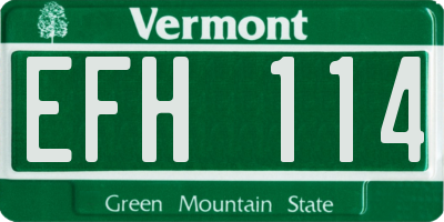 VT license plate EFH114