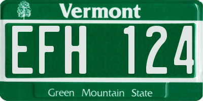 VT license plate EFH124