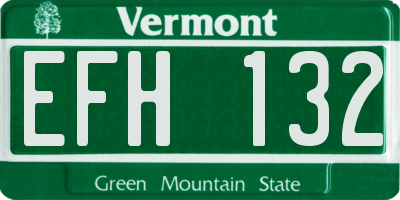 VT license plate EFH132