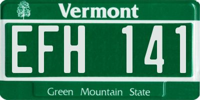 VT license plate EFH141