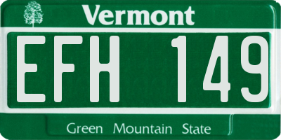 VT license plate EFH149