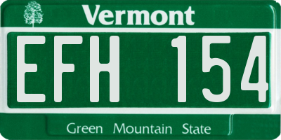 VT license plate EFH154