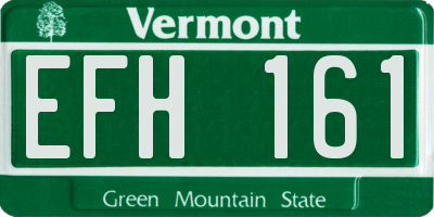 VT license plate EFH161