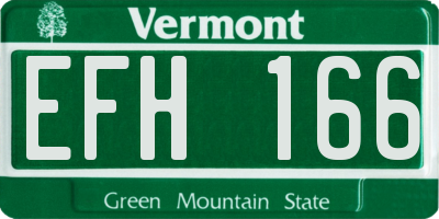 VT license plate EFH166