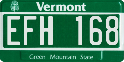 VT license plate EFH168