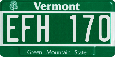VT license plate EFH170