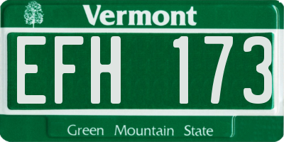 VT license plate EFH173