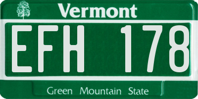 VT license plate EFH178