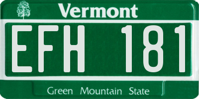 VT license plate EFH181