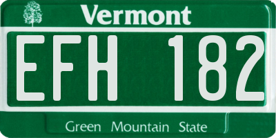 VT license plate EFH182