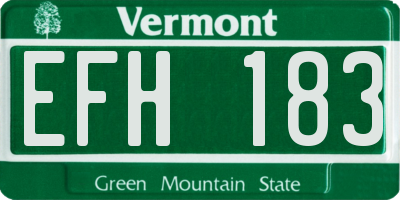 VT license plate EFH183