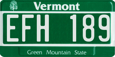 VT license plate EFH189