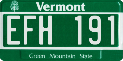 VT license plate EFH191