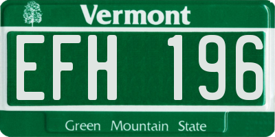 VT license plate EFH196