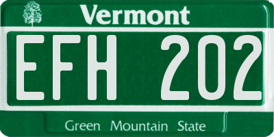 VT license plate EFH202