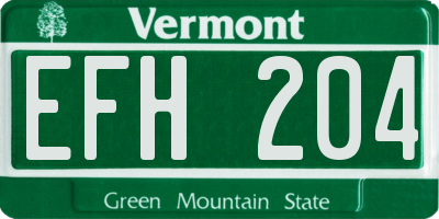 VT license plate EFH204