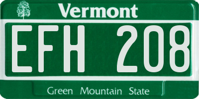 VT license plate EFH208