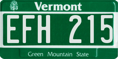 VT license plate EFH215