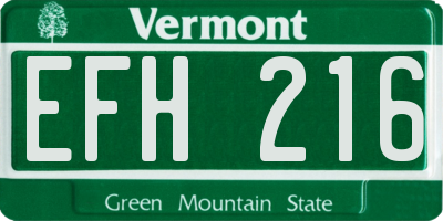 VT license plate EFH216