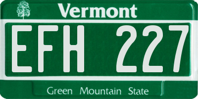 VT license plate EFH227