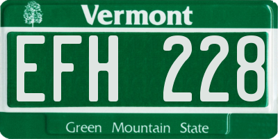 VT license plate EFH228