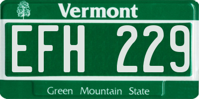 VT license plate EFH229