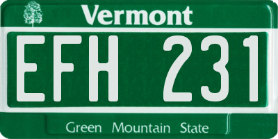 VT license plate EFH231