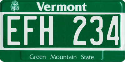 VT license plate EFH234