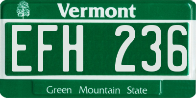 VT license plate EFH236