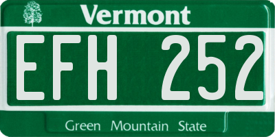 VT license plate EFH252