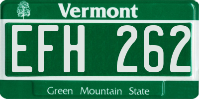 VT license plate EFH262