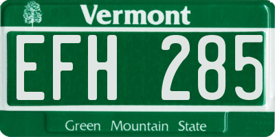 VT license plate EFH285