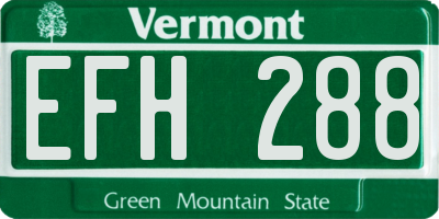 VT license plate EFH288