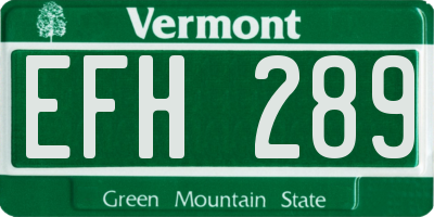 VT license plate EFH289