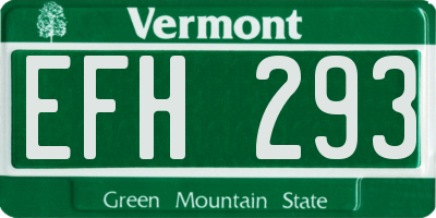 VT license plate EFH293