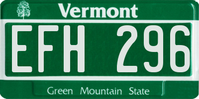 VT license plate EFH296