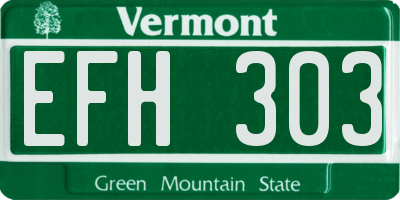 VT license plate EFH303
