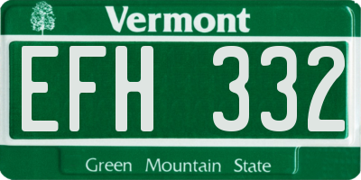VT license plate EFH332