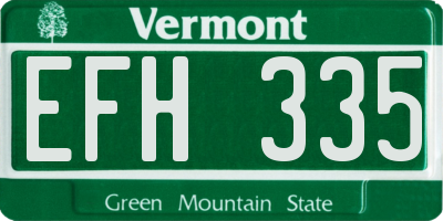VT license plate EFH335