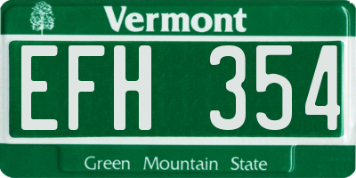 VT license plate EFH354