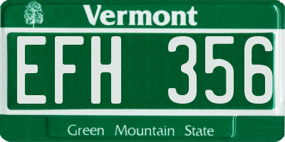 VT license plate EFH356
