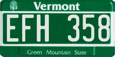 VT license plate EFH358