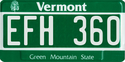 VT license plate EFH360