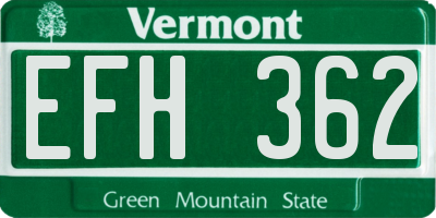 VT license plate EFH362