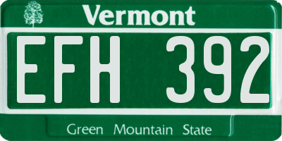 VT license plate EFH392