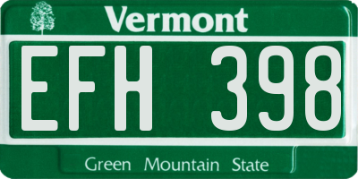 VT license plate EFH398