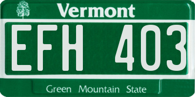 VT license plate EFH403
